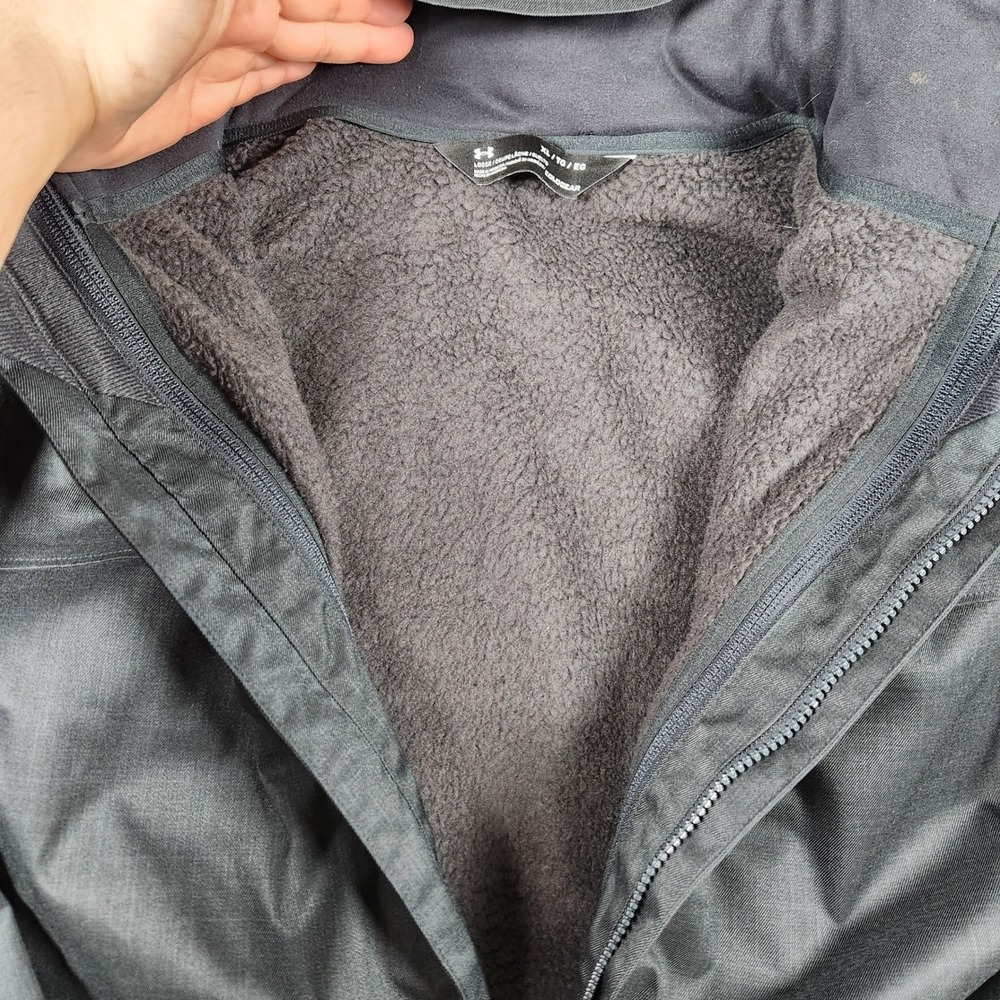 Under Armour ColdGear Hooded Loose Fit Full Zip Jacket Mens XL Black - Picture 4 of 10